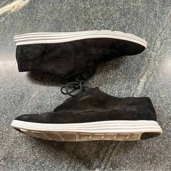 Cole Haan Grand.OS Wingtip Oxfords Black Suede W05166 Women's Size 9 - Picture 5 of 7